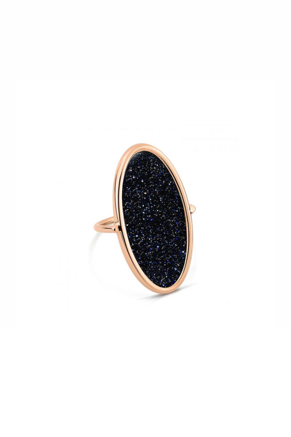 Bague petite ellipse blue sand stone Ginette NY